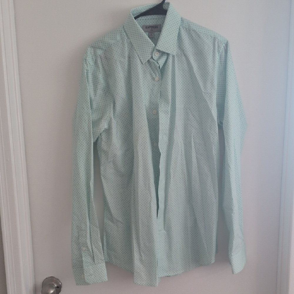 Express Light Green Casual Button Down Shirt
